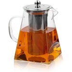 Th�i�re en verre, th�i�re en verre avec filtre en acier inoxydable, th�i�re carr�e en verre, id�al pour ...