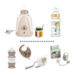 Thermobaby - chauffe biberon + biberon verre 230ml + goupillon biberon + boîte doseuse de lait + bavoir ... Thermobaby - chauffe biberon + biberon verre 230ml + goupillon biberon + boîte doseuse de lait + bavoir ...