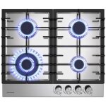 Thermomate plaque de cuisson  gaz naturel / butane / propane encastrable, avec grilles en fonte maille ...