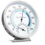 Thermom�tre hygrom�tre d'int�rieur analogique 2 en 1, thermom�tre d'ambiance et hygrom�tre en acier inoxydable ...