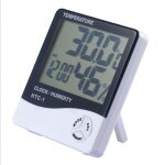 Thermomtre hygromtre numrique lcd avec rveil - mesure de temprature et humidit, couleur blanc, ...