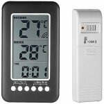 Thermomtre interieur exterieur sans fil avec horloge numrique station meteo sans fil avec capteur extrieur, ...