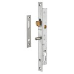 Boitier de serrure encastrable  crochet  cylindre pour porte coulissante, axe 16mm, bouts carrs, zingu ...