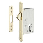 Boitier de serrure encastrable  crochet  cylindre pour porte coulissante, axe 40mm, bouts ronds - thirard ...