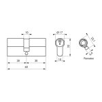 Cylindre double conomique - dcor : laiton - dimensions : 30 x 40 mm - version : vari thirard