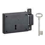 Serrure horizontale en applique  cl pour porte de cave, pne seul, droite, axe 60mm, 110x80mm, noir, ...