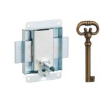 Serrure de meuble en applique pour porte d'ameublement, axe 25mm, 50x60mm, zingu, 1 cl - thirard