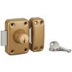 Verrou double entr�e capital pour porte d'entr�e, 45mm, �poxy or, 3 cl�sthirard