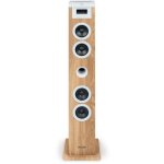 Tour haut - parleur thomson blanc / bois - bluetooth / cd / usb / sd, 60w, radio fm, tlcommande, alim. ...