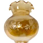 Tibelec - verre tulipe satin� ambr� et grav� pour lustre et applique