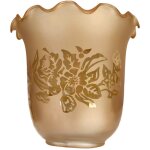 Tibelec - verre tulipe satin� ambr� et grav� pour lustre et applique