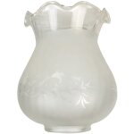 Tibelec - verre tulipe satin� blanc et grav� pour lustre et applique