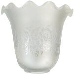 Tibelec - verre tulipe satin� blanc et grav� pour lustre et applique
