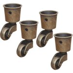 Tigrezy - 4 roulettes pivotantes en laiton massif, roulette de meuble haut de gamme, charge 44 lbs, pour ...