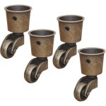 Tigrezy - 4 roulettes pivotantes en laiton massif, roulette de meuble haut de gamme, charge 44 lbs, pour ... Tigrezy - 4 roulettes pivotantes en laiton massif, roulette de meuble haut de gamme, charge 44 lbs, pour ...