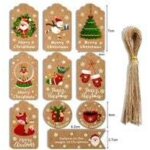 Tiquettes cadeaux de no�l en papier kraft, �tiquette p�toncle pour bagages, vierge + ficelle marron, ...