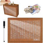 Tirelire en bois, tirelire avec compteur, tirelire r�utilisable avec stylo effa�able, tirelire pour objectif ...