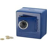 Tirelire - - coffre - fort en m�tal - bleu - combinaison � chiffres