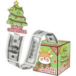 Tirelire en film plastique (th�me de no�l) : renne, sapin de no�l, cadeau surprise - cadeau