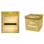 Tirelire urne - joyeux anniversaire - 20cm - dor� m�tallis� - carton - mixte