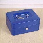 Tiroir - caisse verrouillable avec compartiment � cl�s et monnaie, bleu