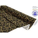 Tissus d�coratifs d'ext�rieur oxford - motif feuilles dor�es sur fond noir i dr225