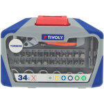 Coffret 34 pi�ces - 19 embouts torsion + 7 douilles + 1 porte - douille + 1 poign�e de vissage - tivoly ...