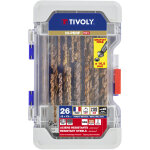 Tivoly - coffret pro 26 pi�ces ? 25 forets m�taux hss auto - centrants �2mm � �13mm ? fraise � noyer ...
