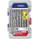Finish - tivoly ? coffret ranger 26 pi�ces - 25 forets m�taux hss taill�s meul�s pointe en croix � 2 ...