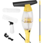 Aspirateur de vitres �lectrique sans fil, nettoyeur de vitres avec manche t�lescopique, buse d'aspiration ...