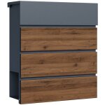 Bo�te aux lettres murale & porte - journaux v63, verrouillable, gris anthracite, acier galvanis�, 410 ...