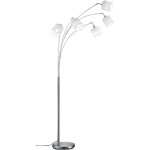 Tommy lampadaire arc avec 5 diffuseurs abat - jour blancs base en métal acier satiné h. 200cm Tommy lampadaire arc avec 5 diffuseurs abat - jour blancs base en métal acier satiné h. 200cm