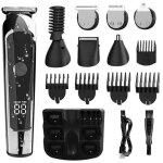 Tondeuse barbe et cheveux homme 6 en 1 �tanche avec peignes guidage ecran led rechargeable usb