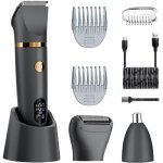 Tondeuse multifonction 3 en 1 pour poils pubiens et corporels, lames en titane, rasoir �lectrique �tanche ...