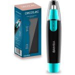 Tondeuse � nez avec lame en acier inoxydable, design ergonomique et capot protecteur pour la lame.