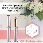 Tondeuse � sourcils indolore, rasoir �pilatoire avec batterie et lumi�re
