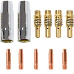 Tonysa adapt au mig mb15ak 11 pcs 2 buse gas conique, 5 tube de contact m6 0, 8mm, 4 supports tube de ...