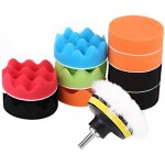 Tonysa ensemble de 12 �ponges de polissage pour voiture 3 pouces, 4 �ponges plates 5 �ponges ondul�es ...
