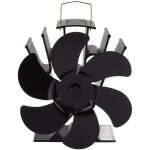 Ventilateur poele � bois 6 pales avec thermom�tre, ventilateur de chemin�e aliment� par la chaleur pour ...