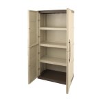 Armoire de rangement haute en résine tood - 3 tablettes - taupe / écru - charge maximale 60 kg Armoire de rangement haute en résine tood - 3 tablettes - taupe / écru - charge maximale 60 kg