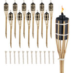 Torche de jardin en bambou, lot 12, d�coration pour f�te, avec m�ches suppl�mentaires, 50x6 cm, nature ...