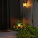 Torches solaires pour l'ext�rieur, lanterne de table vacillante solaire pour l'ext�rieur, applique murale ...