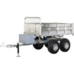 Torros - remorque double essieux 4 roues 1400kg benne galvanise basculante hydraulique 2000x1170x400mm ...
