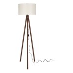 Toscohome - lampadaire tr�pied noyer avec abat - jour cr�me - aden asz1460