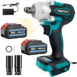 Cl�s � chocs, cl� � chocs sans fil sans balais 1 / 2 pouce couple max 450 nm, 3000 tr / min avec 2 batteries ...