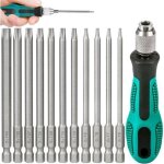 Tournevis � main sets 11 pi�ces tige hexagonale, 100mm de long avec 1 poign�e manuelle, s2, 1 / 4 inch ...