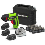 Tournevis rechargeable 4v lithium + accessoires - 4nm - coffret de rangement constructor