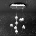 Tp - willow 1098 g9 lustre led 8 lumi�res suspension moderne sph�res de verre transparent � l'int�rieur ...