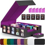 Trading card storage box with commander display , 5 - row deck case with removable lid 3900 + card deck ...