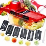 Trancheuse manuelle, coupe - l�gumes, broyeur de nourriture, hachoir � r�pe, 6 lames tranchantes en acier ...